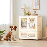 Inklapbare kledingkast, draagbare kast, kunststof klapcommode met kledingstang, kledingkast met dubbele deuren, opvouwbare multifunctionele kast met wielen (1 ophanging + 1 opbergruimte)