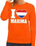 Bellatio Decorations Shoppartners Bv Oranje I love Maxima sweater / trui dames - Oranje Koningsdag/ supporter kleding XS