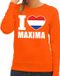 Bellatio Decorations Shoppartners Bv Oranje I love Maxima sweater / trui dames - Oranje Koningsdag/ supporter kleding XS