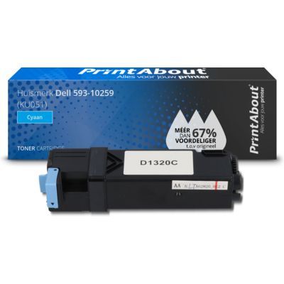 PrintAbout Huismerk Dell 593-10259 (KU051) Toner Cyaan - Compatibel