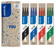 PILOT - Set van 4 Dozen met 3 Patronen - Navullingen voor Uitwisbare Pennen - Compatibel met FriXion Ball en FriXion Ball Clicker - Zwart, Blauw, Rood, Groen - Fijne Punt (12 Navullingen)