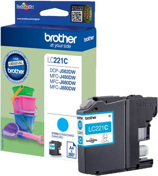 Brother LC221C - Cyan Ink Cartridge - 260 Pages - Original