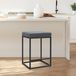 Tabouret avec repose-pieds, en similicuir, métal, gris, lot de 2