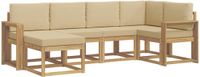 vidaXL - Bankenset voor buiten, 6-delig, wit en beige, polyester