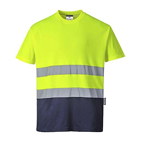 Portwest Portwest S173 Tweekleuren Katoenen Comfort T-Shirt, Normaal, Geel/Marine, Grootte S