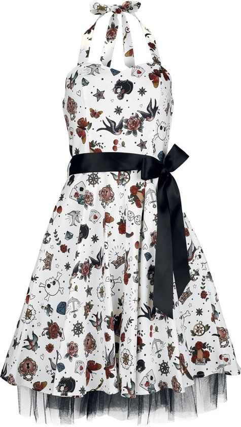 Rock Rebel by EMP Witte midi-jurk met sweetheart-halslijn en rits - Dames - XL