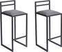 Lot de 2 tabourets de bar, noir, 95 cm avec dossier - tabouret de bar en métal avec assise rembourrée - style loft industriel - gris