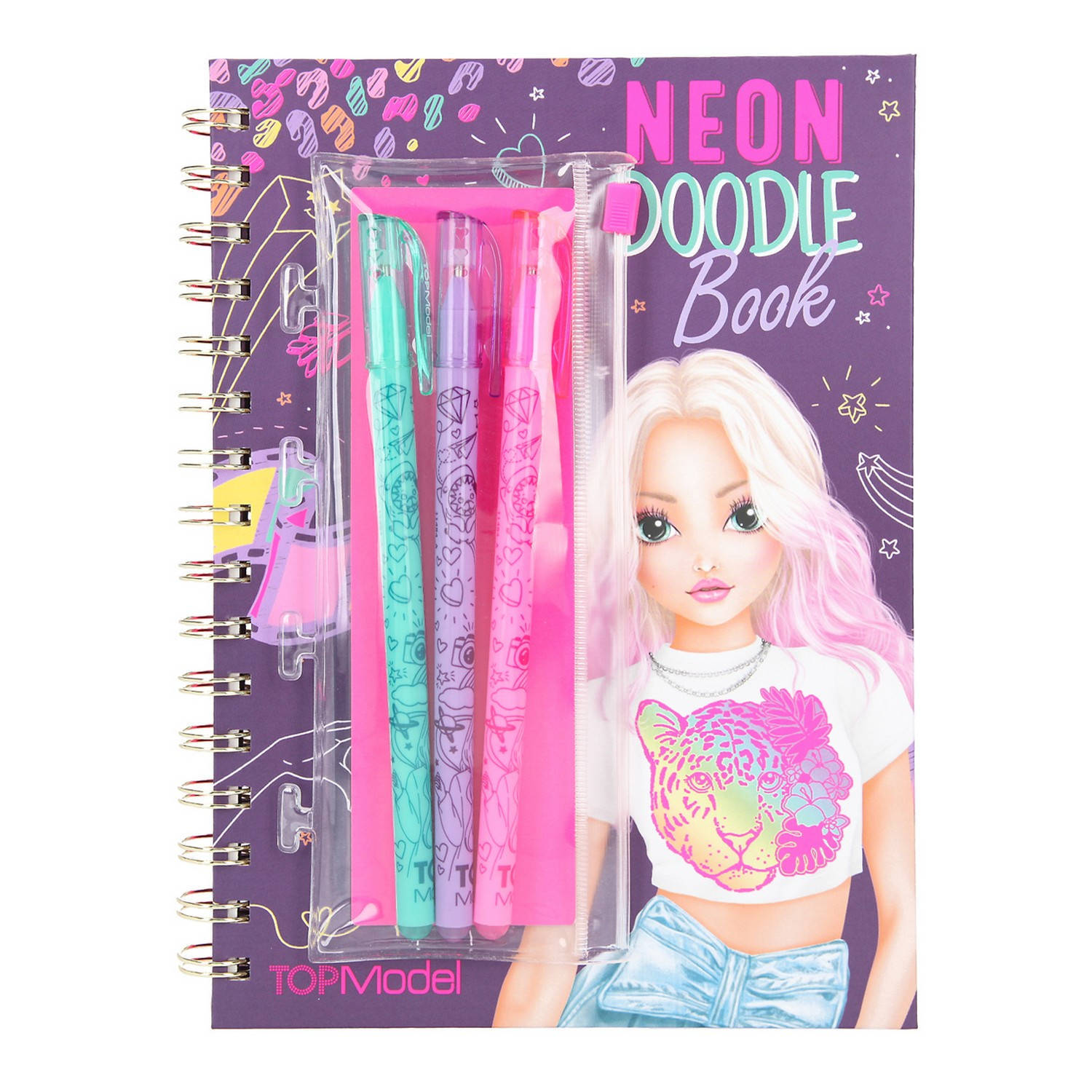 Top Model neon doodle kleurboek met neon stiften