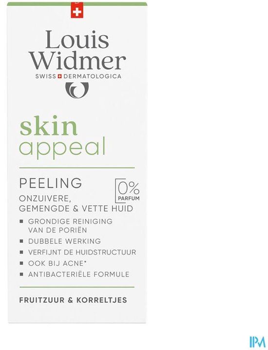 Louis Widmer Dubbele Peeling Acne & Vette Huid 50 ml Parfumvrij