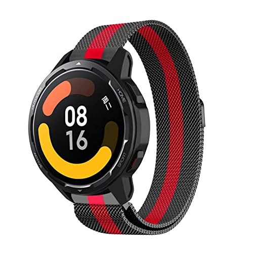 Strap-it Milanese band - zwart/rood - Geschikt voor Xiaomi Watch S1