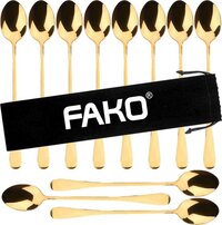Fako Bijoux® - 12 Gouden Longdrink Lepels - RVS