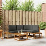 vidaXL - 5-delige outdoor bankset, massief acaciahout en polyester, naturel en antraciet