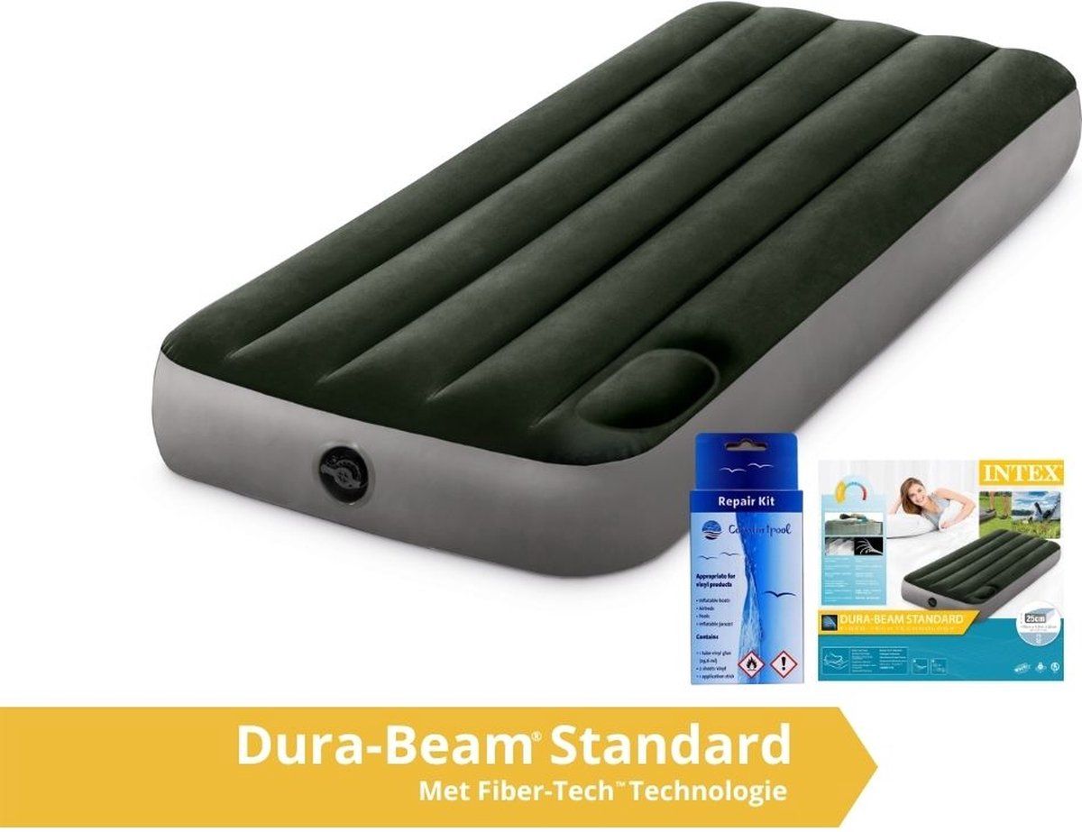 Intex Downy Luchtbed 1 Persoons Compact Groen 191x76x25 cm