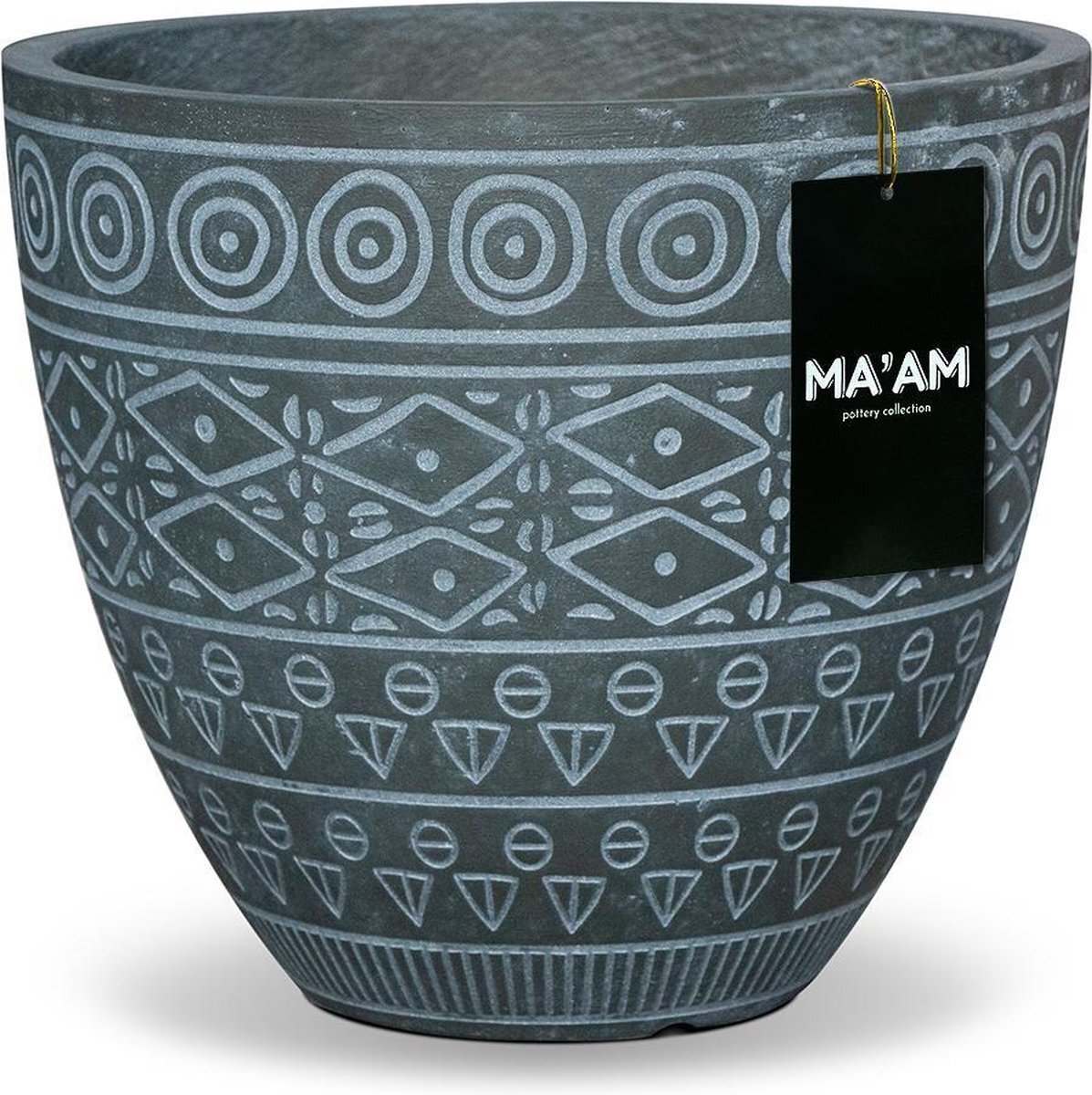 MA'AM pottery collection MA'AM Fay - bloempot - rond - 27x24 - groen - bohemian/botanisch/marokkaans interieur/tuin - trendy plantenpot