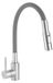 Laveo Robinet de cuisine, autoportant, avec bec flexible, 2 fonctions, acier brossé/finition Nila grise