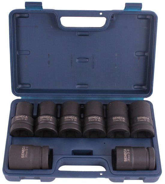 Seneca Geko Krachtdoppenset - 8-delig - 1 inch aansluiting - 24 tot 38 mm - Slagdoppen - Koffer