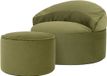 icon - Fauteuil Orb Zitzak met Poef - Velours - Vert olive
