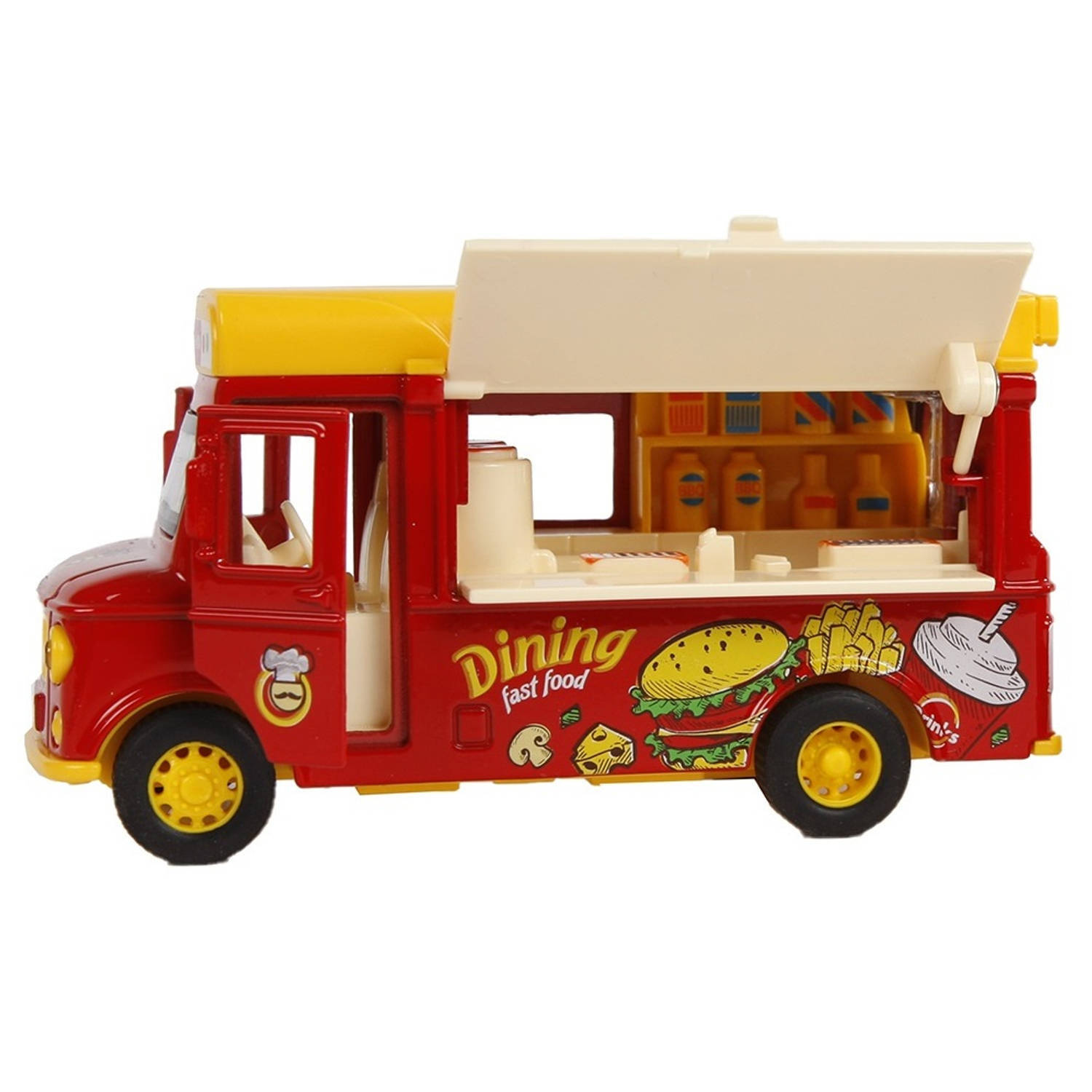 Basic foodtruck hamburger junior 11 cm rood/geel 2-delig