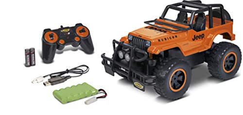 Carson 500404270 1:12 Jeep Wrangler 2.4G 100% RTR oranje - op afstand bestuurde auto, RC voertuig, incl. batterijen en afstandsbediening, op afstand bestuurde auto voor kinderen, RC auto