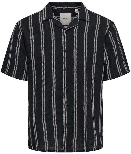 ONLY & SONS ONSTREV LIFE REG STRIPE SS SHIRT NOOS Heren Overhemd - Dark Navy