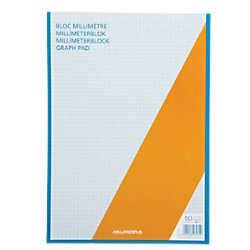 Aurora Millimeterpapier Wit, blauw Geruit A4 21 x 29,7 cm 80 g/m² 50 Vel