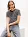 Tommy Hilfiger Dames Slim Cody C-NK SS WW0WW40587 S/S T-shirt, zwart (zwart/ecru STP), S