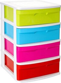 PLASTICFORTE Ladeblok/bureau organizer met 4 lades - Multi-color/wit - 40 x 39 x 65 cm