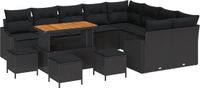 vidaXL Tuinbank - Set - 13 - st - Zwart - poly - rattan