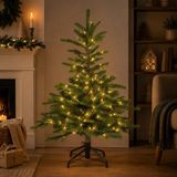 Shoppartners Bv Sapin artificiel - H120 cm - avec guirlande lumineuse - 120 leds - blanc chaud - sapin artificiel