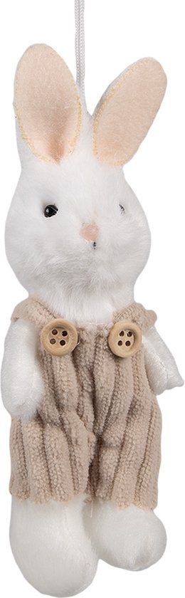 Clayre & Eef Paashanger Konijn 14 cm Wit Stof