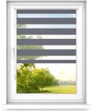 Fart Produkt - Dubbele Rolgordijnen Zonder Boren - Zebra-Rolgordijnen voor Ramen en Deuren - om te Plakken, met Aluminium Cassette, Lichtdoorlatende Stof - Staal, 800x600, Links