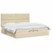 vidaXL Lit plateforme avec matelas et LED crème 200 x 200 cm tissu