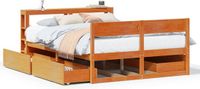 vidaXL Bedframe Massief Grenenhout Wasbruin 150x200 cm