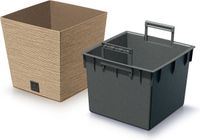 Prosperplast Plantenpot/bloempot - buiten - kunststof - lichtbruin - Eco wood look - D24 x H24 cm