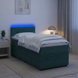 vidaXL Boxspringbed met matras, donkergroen, 90 x 200 cm, fluweel