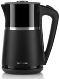 Hyundai VK 306 roestvrijstalen waterkoker, dubbelwandige waterkoker, 1,7 liter, 2200 watt, automatische uitschakeling, drievoudig veiligheidssysteem