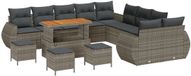 vidaXL Tuinbank Set 13-delig Poly Rattan Grijs