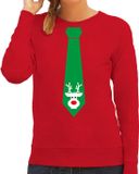 Bellatio Decorations Kersttrui/sweater rendier - rood - dames XS