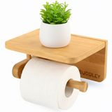 BUDDLEY Toiletrolhouder met plankje - Bamboe - Zelfklevend