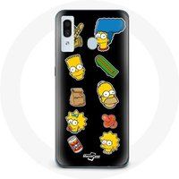 Maniacase Etui voor Samsung Galaxy A30 The Simpsons zwarte achtergrond stickers