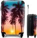 Merkloos / Sans marque MuchoWow® Koffer - Palmboom - Zonsondergang - Horizon - Strand - Oranje - Roze - Past binnen 55x40x20 cm en 55x35x25 cm - Handbagage - Trolley - Cabin Size - Print