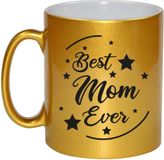 Bellatio Decorations Shoppartners Bv Best Mom Ever cadeau koffiemok / theebeker - goudkleurig - 330 ml - verjaardag / Moederdag / bedankje