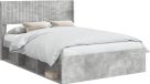 vidaXL Bedframe met opbergruimte en hoofdbord Betongrijs 140 x 190 cm