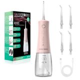 BarberBoss Monddouche, Draadloze Elektrische Waterflosser, 5 Drukstanden, IPX8 Waterdicht, Draagbare Monddouche voor Tandvleesverzorging (Pastelroze)