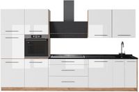 Vicco Complete keukeneenheid Fame-Line, Wit Hoogglans/Goudkleurig Eiken, 340 cm
