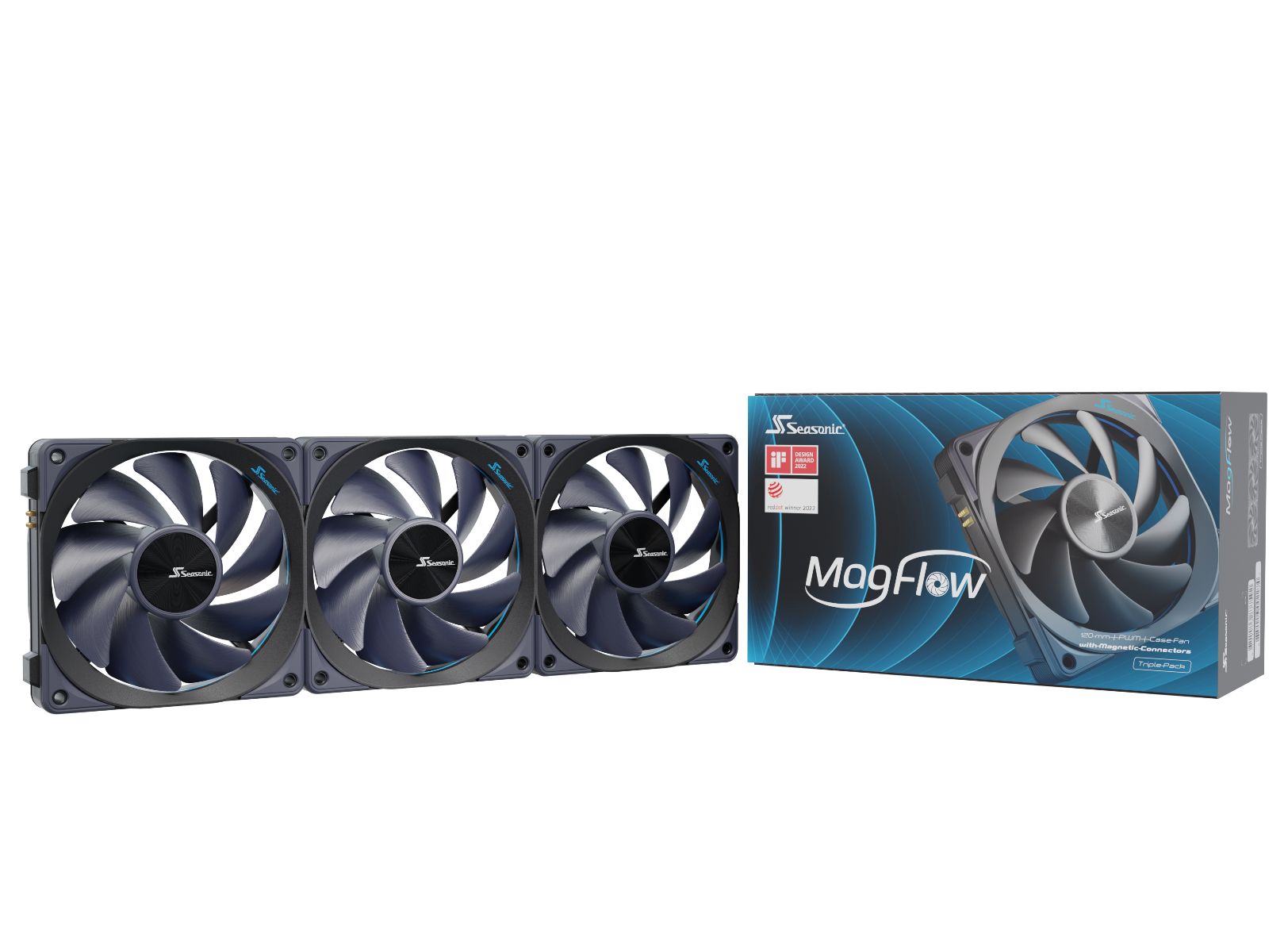 Seasonic MagFlow 3-Fan Kit Computer behuizing Ventilator 12 cm Zwart