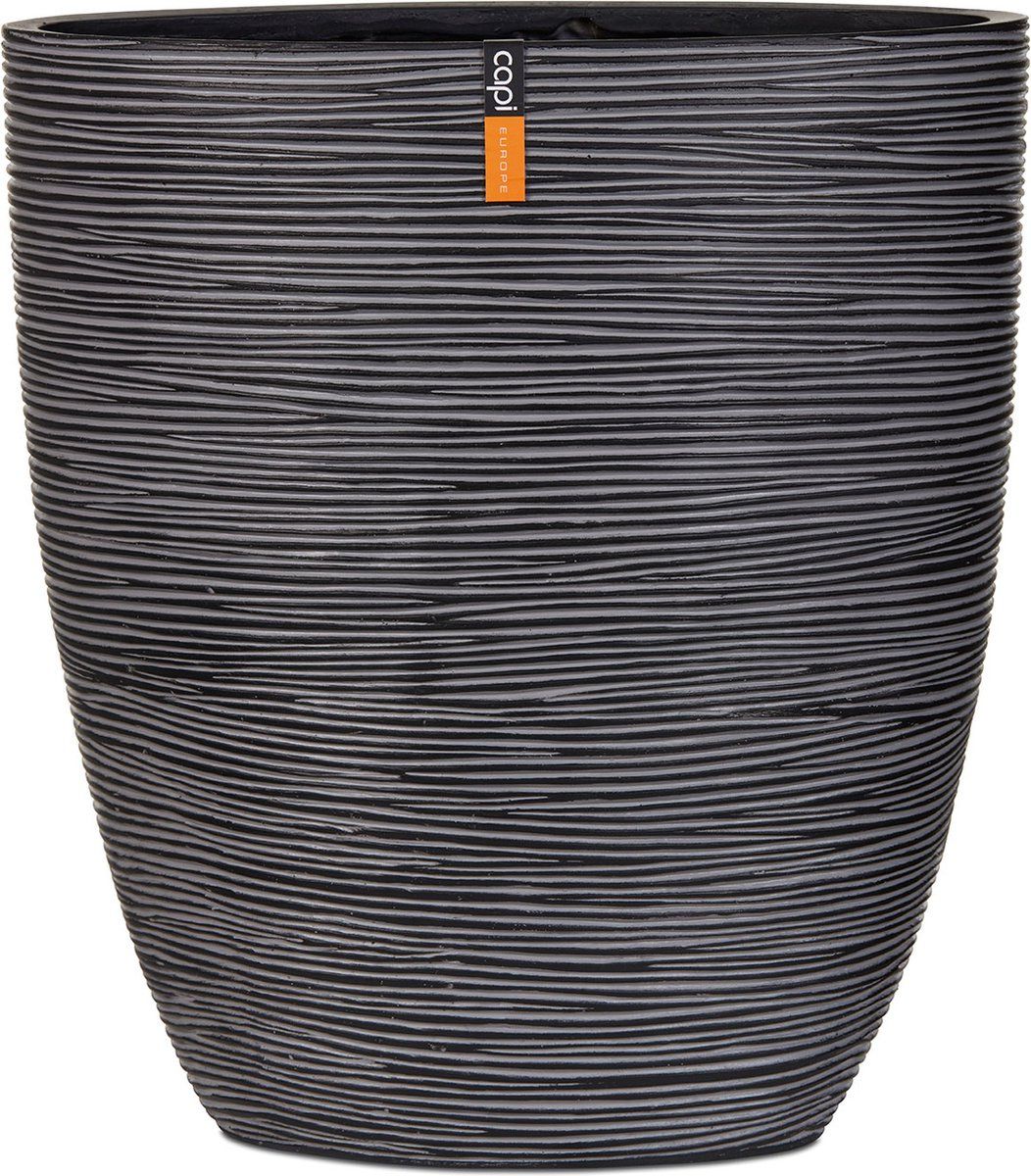 Capi Europe Ovale Bloempot Rib 33x15x36 antraciet