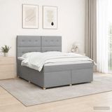 vidaXL Boxspringbed met matras, lichtgrijs, 160 x 200 cm, stof