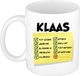 Bellatio Decorations Naam mok Klaas - wit - top gozer - keramiek - 300 ml - cadeau collega beker