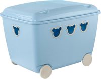 BranQ Speelgoedopberger - Grote container voor speelgoeden op wielen 55L Teddy blauw